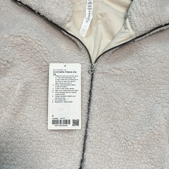 NWT Lululemon Cinchable Fleece Zip-Up